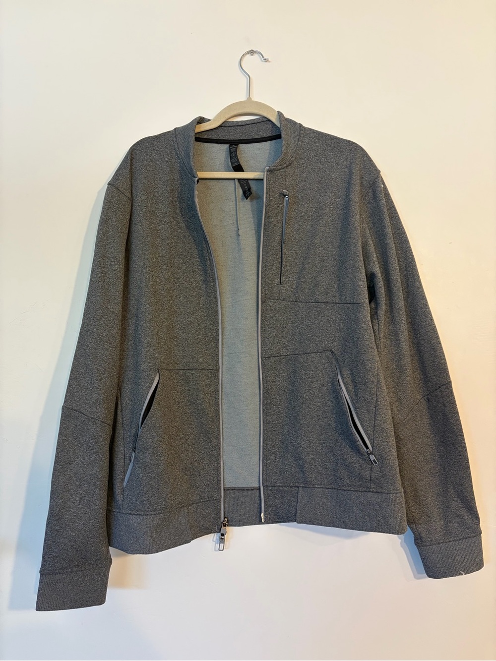 Lululemon Mens City Sweat Bomber Jacket size Large grey with zipper